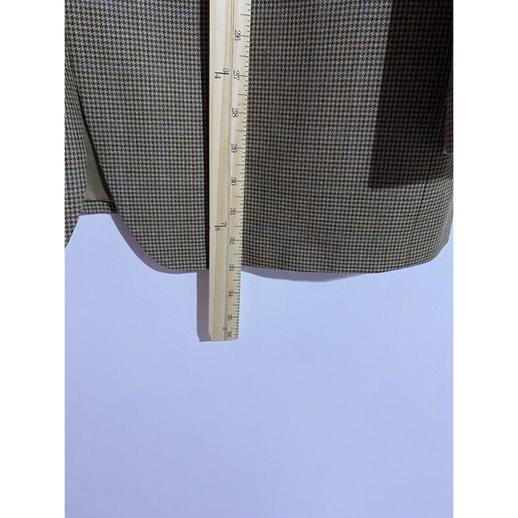 Ralph Lauren Blazer Mens 44L Tan Houndstooth Silk Wool Windowpane Plaid Office - Picture 13 of 15